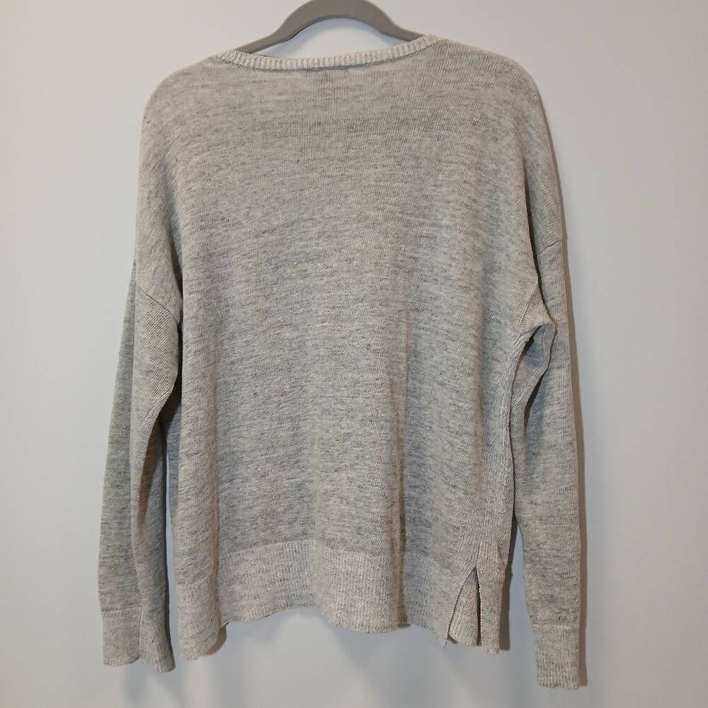 Eileen fisher womens medium 100% organic linen gray knit slouchy spring shirt - Picture 5 of 9